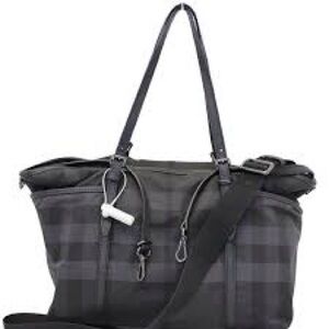 Burberry Graceford Tonal Check Diaper Bag | Black Nylon | Adjustable